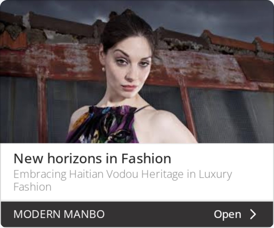 A display ad for Modern Manbo headed "New horizons in Fashion"