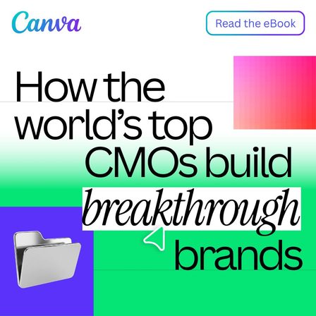 A Canva LinkedIn ad promoting an ebook about how top CMOs build brands