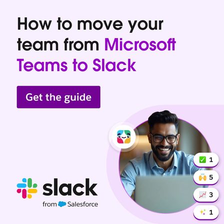 A Slack LinkedIn ad offering a guide to moving a team from Microsoft Teams to Slack