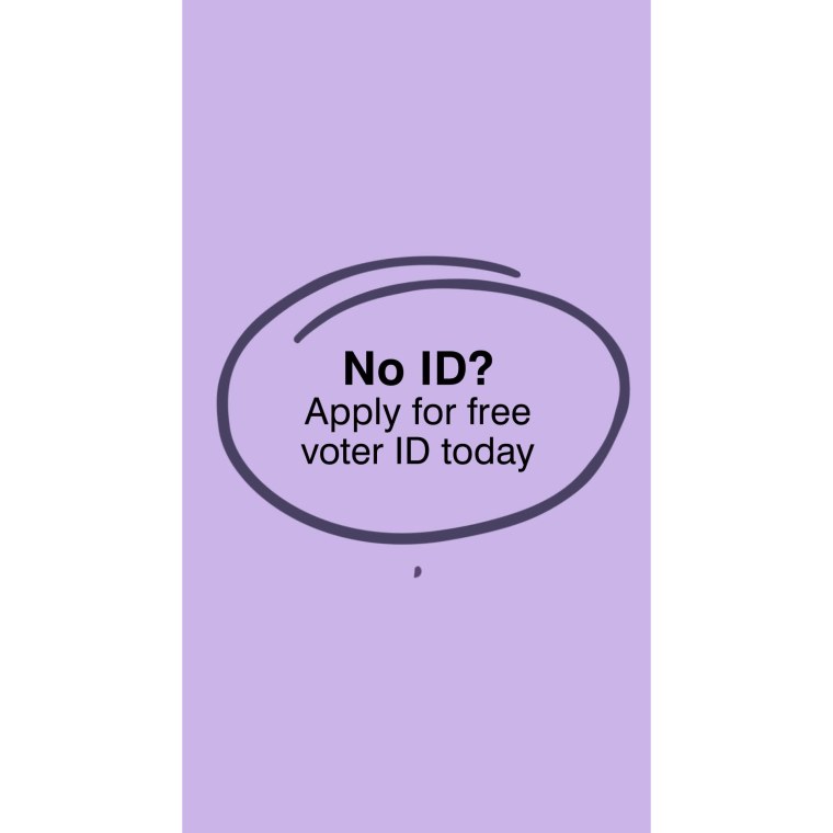 A Snapchat ad frame reading No ID? Apply for free voter ID today