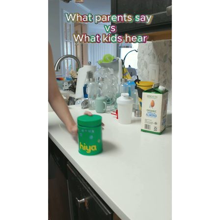 A UGC ad opening on a split comparison of what parents say and what kids hear