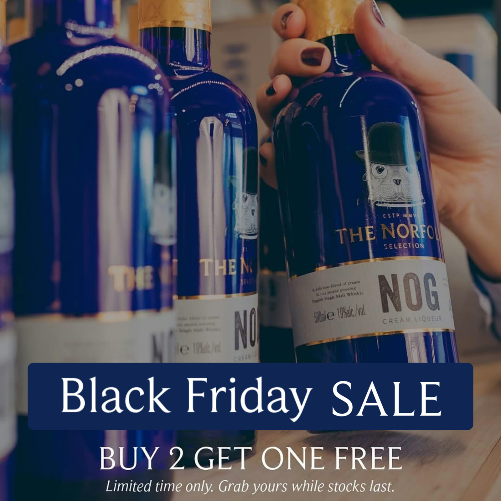 An ad by The English Distillery in the Meta Ad Library: Black Friday Sale, buy 2 get one free, over bottles of gin