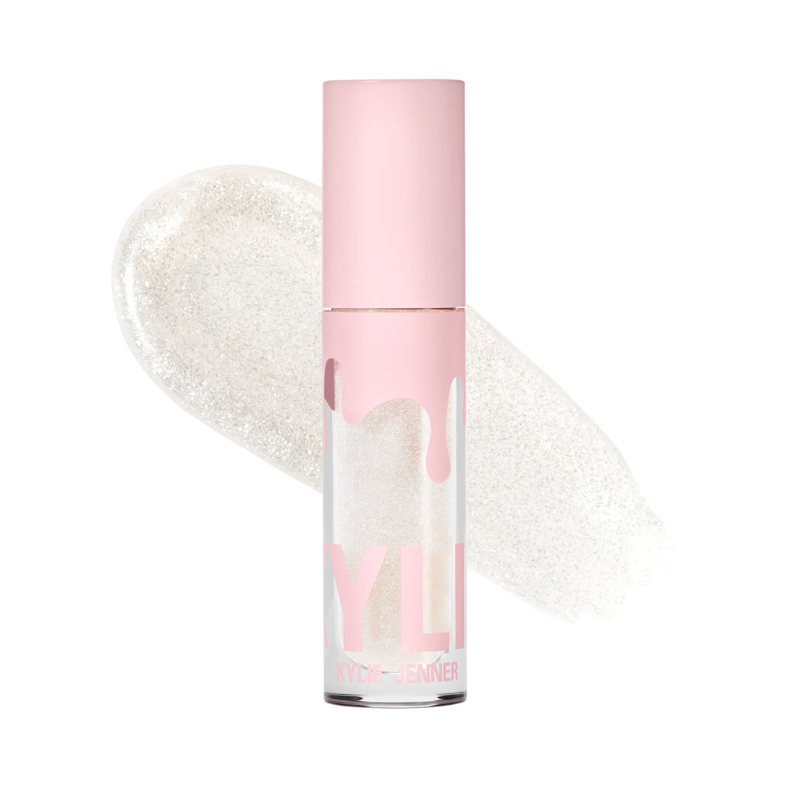 A catalog ad by Kylie Cosmetics in the Meta Ad Library: a pink lip gloss on a white background