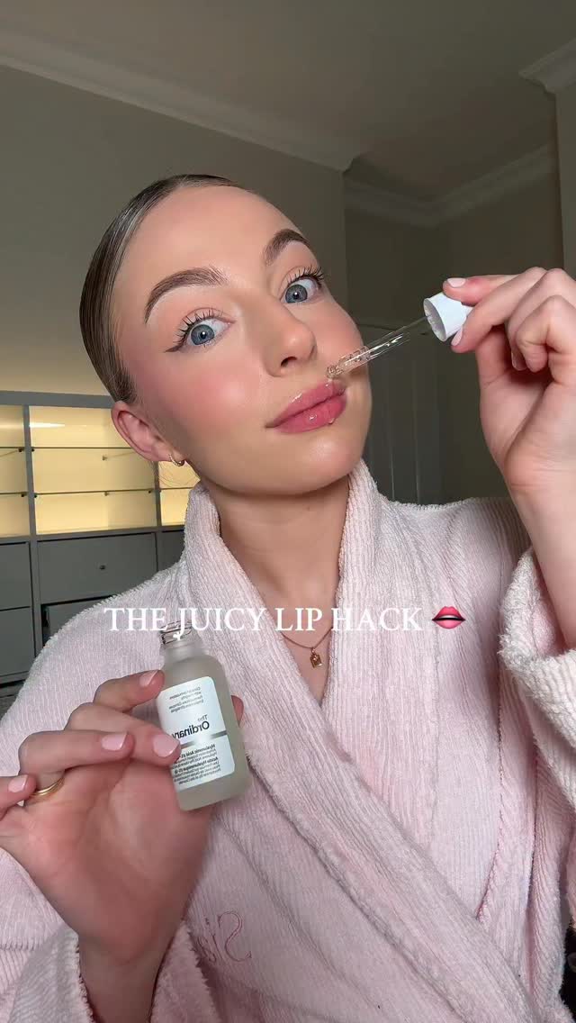 A creator ad for The Ordinary in the Meta Ad Library: a woman applying serum to her lips