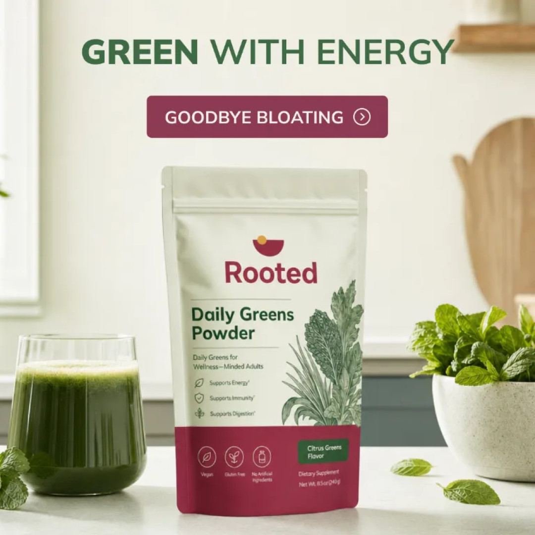 A supplement post reading GREEN WITH ENERGY with a single product and one claim