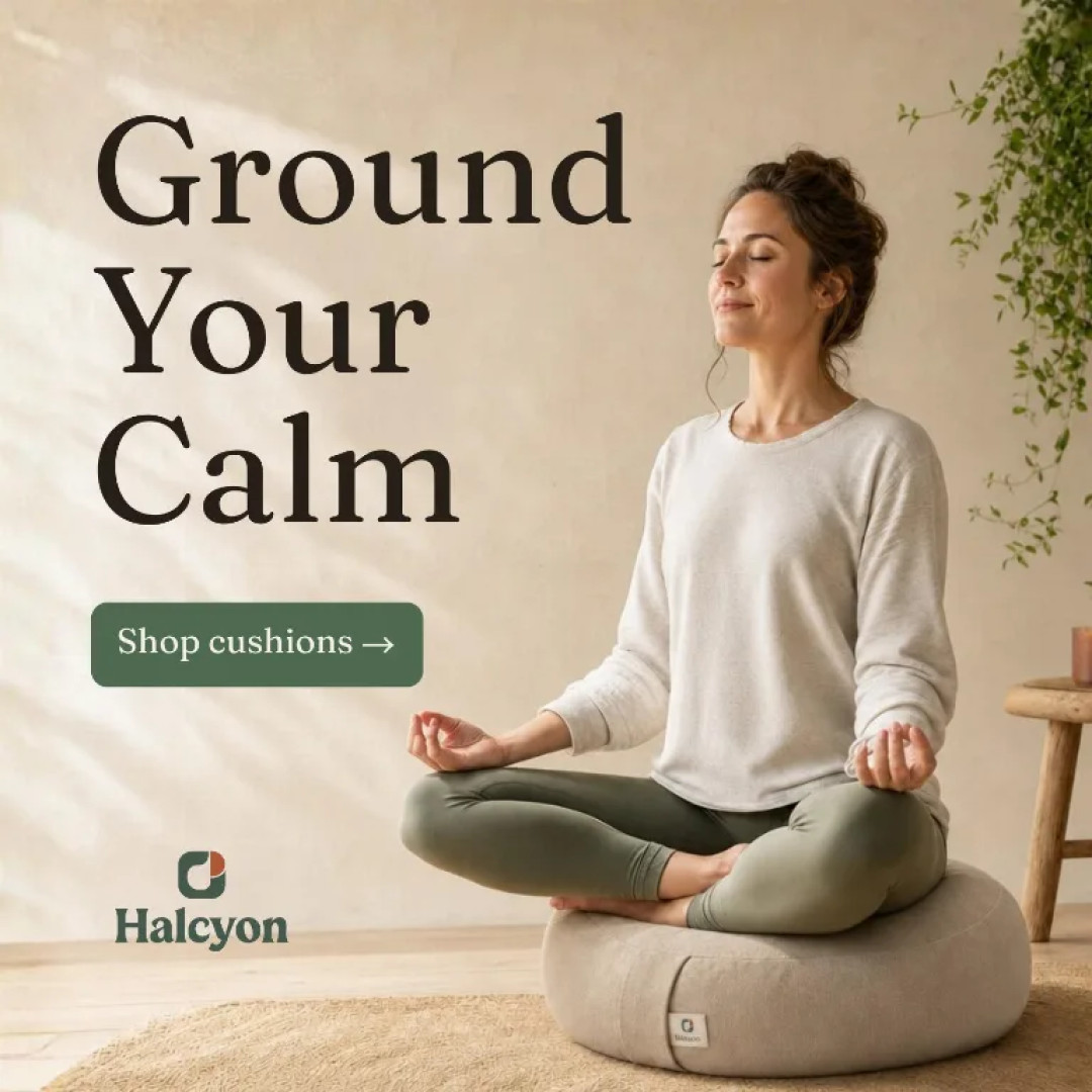 A meditation post reading Ground Your Calm with the subject centred and clear space at every edge