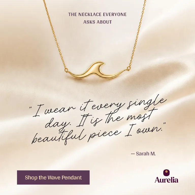 A necklace post built on a customer sentence, I wear it every single day, credited to the person who wrote it