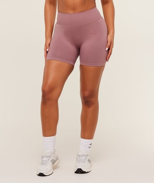 An Instagram story ad by Gymshark in Meta's Ad Library: a pair of mauve Gymshark shorts on a model against a plain light background