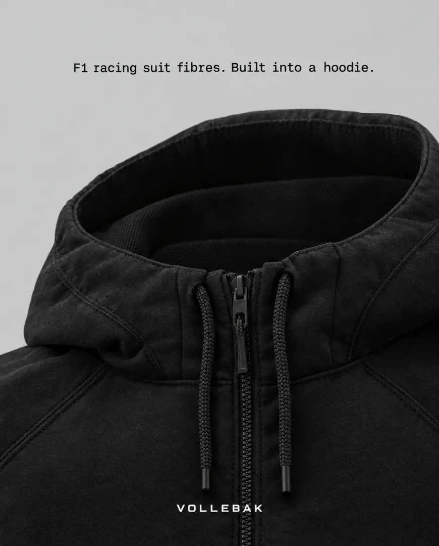 A static ad Selzee made for Vollebak: F1 racing suit fibres. Built into a hoodie
