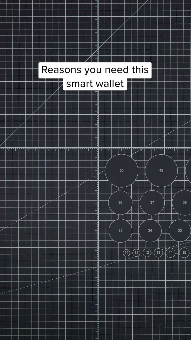 The opening frame of a video ad from jon.lava with The Ridge in Meta's Ad Library: a dark grid with round icons under the caption Reasons you need this smart wallet