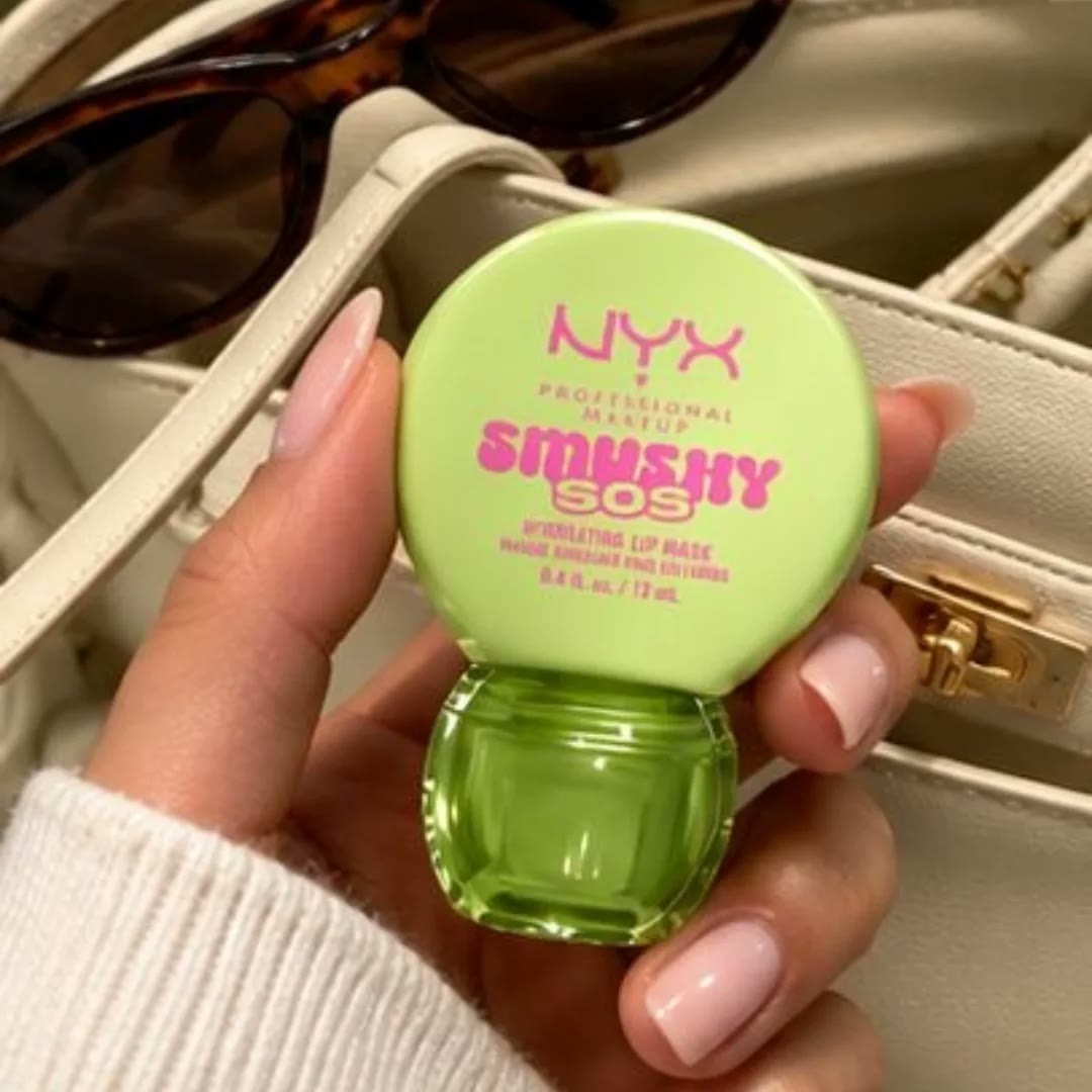 A creator's spec UGC photo for NYX: a lime-green NYX jar held in her hand, posted on Instagram as not sponsored