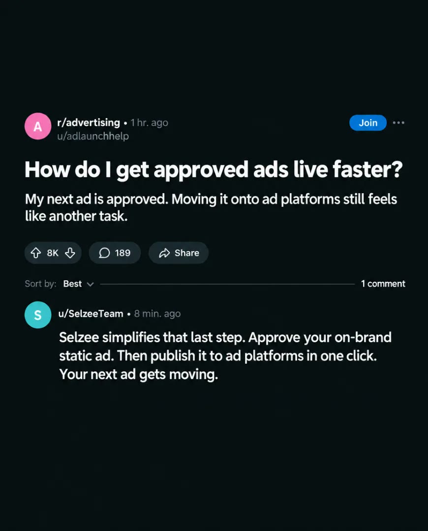 A tweet-style static ad Selzee made