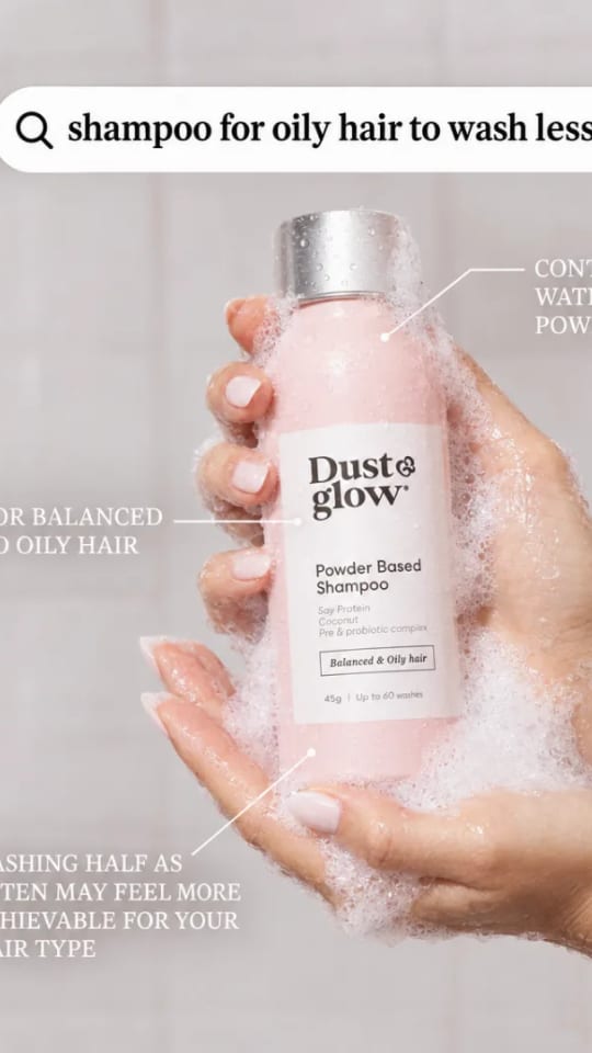 A Selzee ad for Dust and Glow powder shampoo, cropped to 9:16