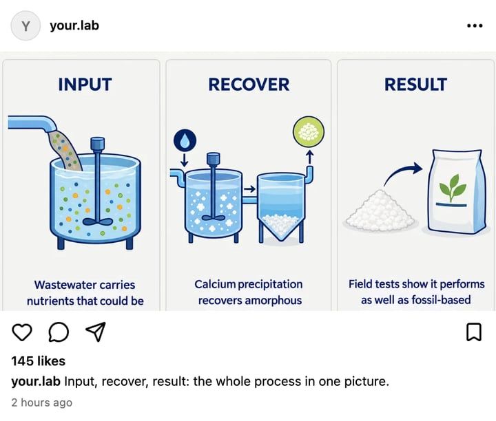 An Instagram post mockup in light mode, 1.91:1, with a wide Selzee ad for NPHarvest: input, recover, result