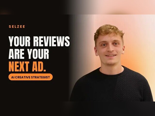 A Selzee graphic: Your reviews are your next ad, AI creative strategist