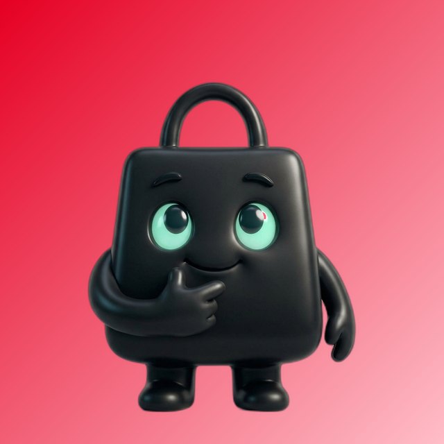 Selzy, the Selzee mascot, with a hand on its chin, as a Pinterest profile picture