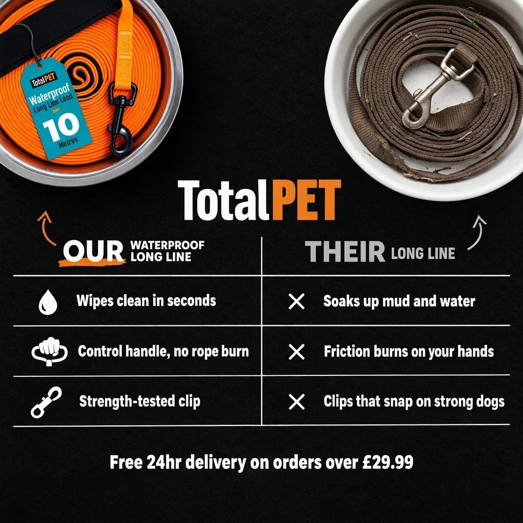 A Selzee ad for a Total Pet leash comparing ours with theirs