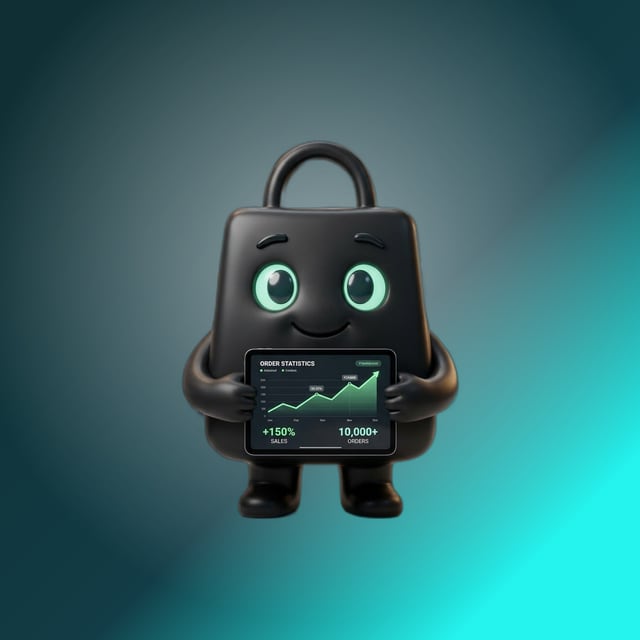 Selzy, the Selzee mascot, holding a tablet of orders, as a TikTok avatar