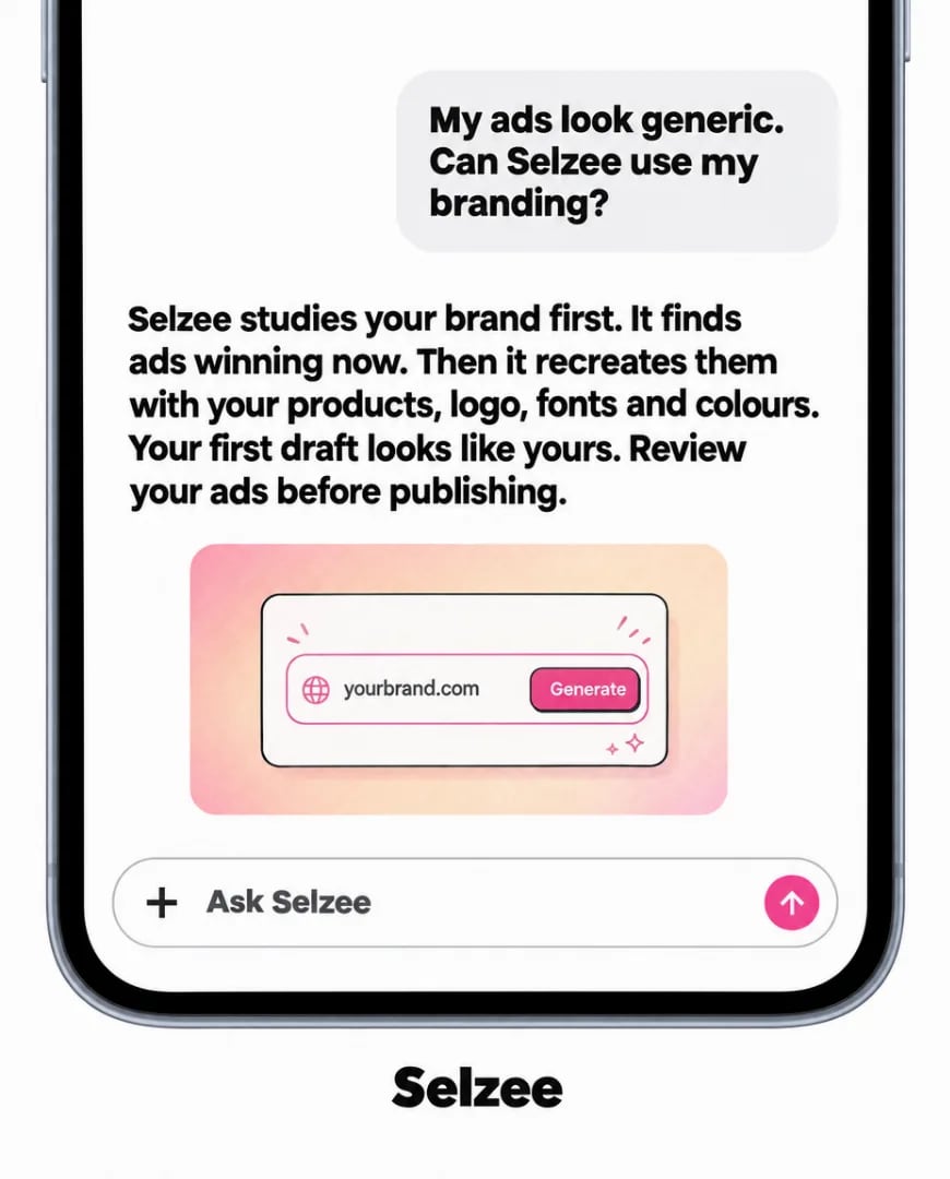 A Selzee ad made as a phone chat about generic ads