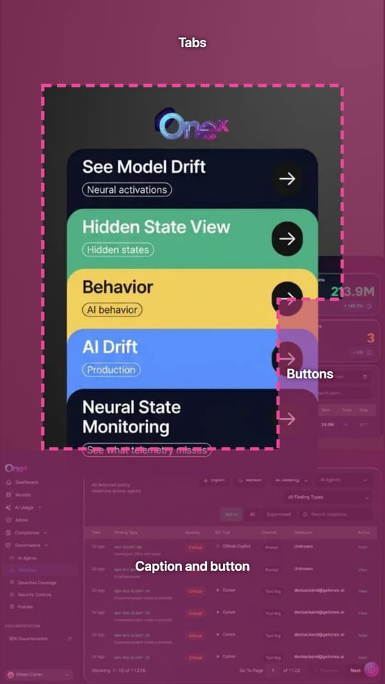 The OneX ad with the TikTok safe zone drawn: the arrows on the right run into the button column