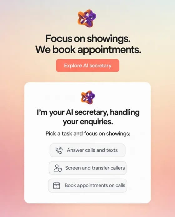An ad Selzee made for an AI secretary: Focus on showings. We book appointments.