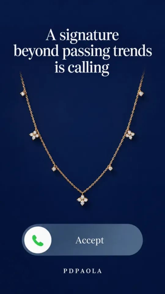 A Selzee ad for a PDPAOLA necklace made as an incoming call, in a 9:16 frame