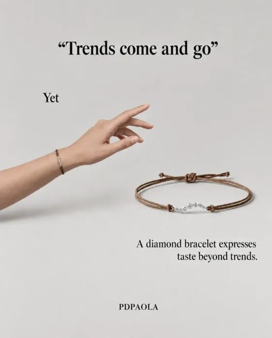A Selzee ad for a PDPAOLA bracelet that says trends come and go