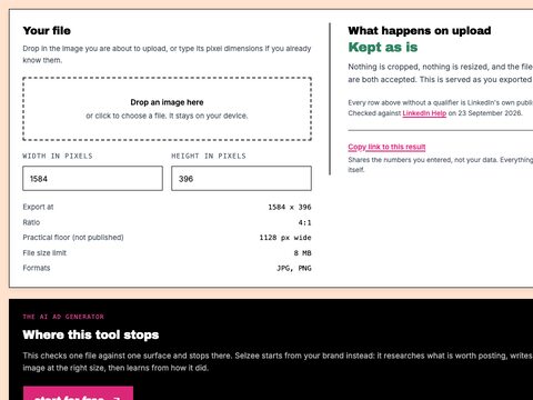 LinkedIn Banner Size Checker preview