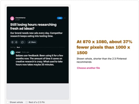 Pinterest Pin Size Checker preview