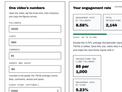 TikTok Engagement Rate Calculator preview