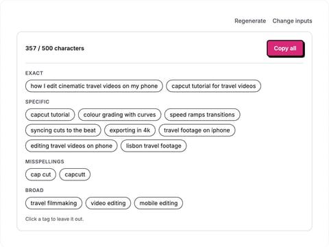 YouTube Tag Generator preview