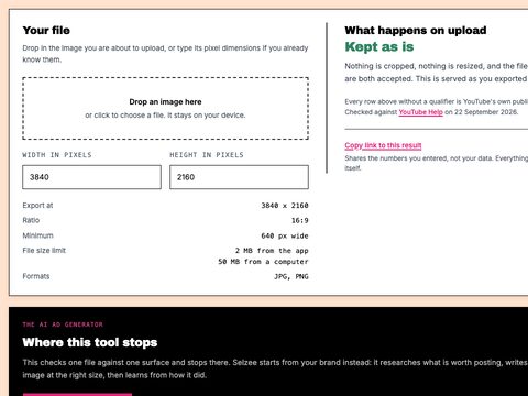 YouTube Thumbnail Size Checker preview