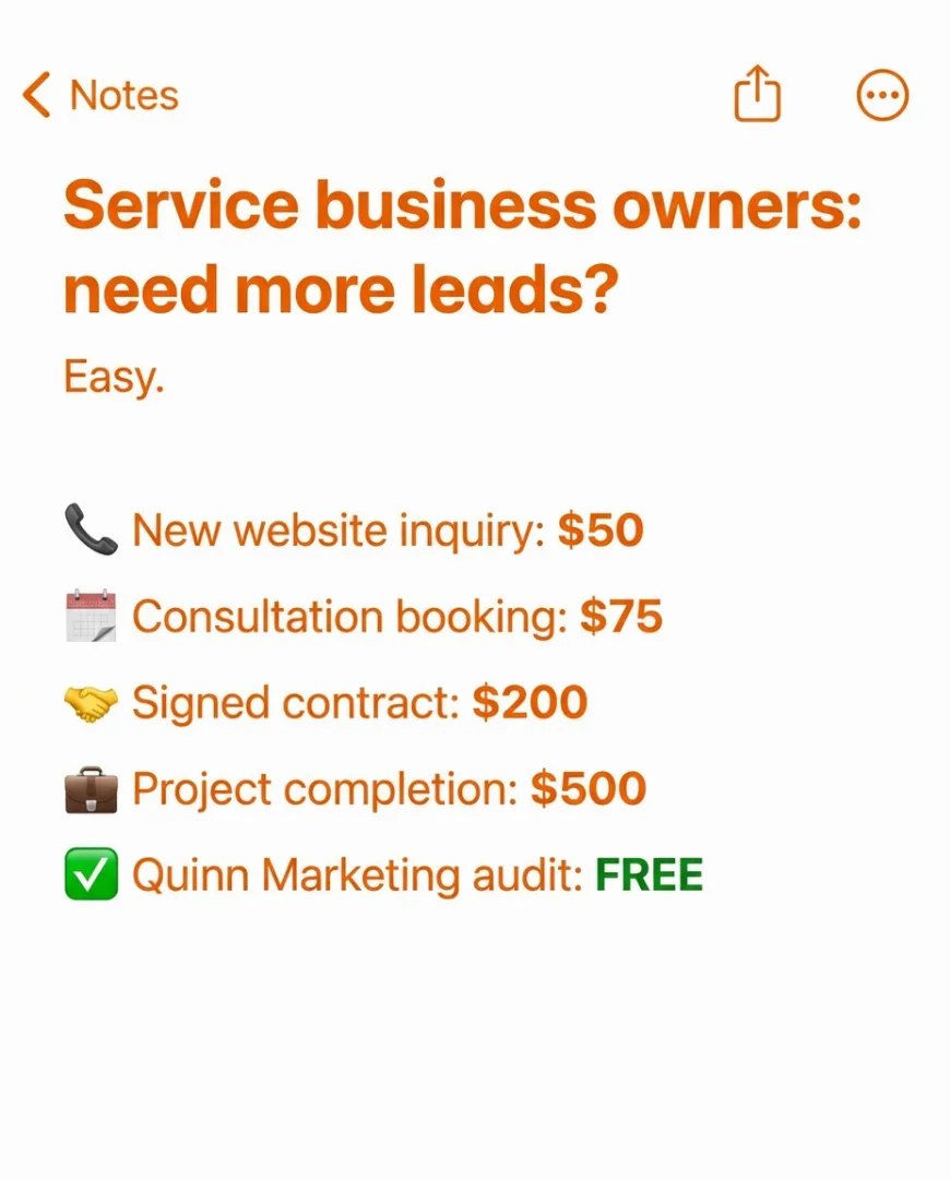 An ad made with Selzee for Quinn Marketing: service business owners, need more leads?